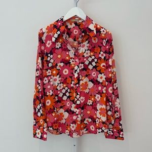 MICHAEL KORS COLLECTION PINK MULTI FLORAL SILK TOP SIZE US 6 NWOTS!